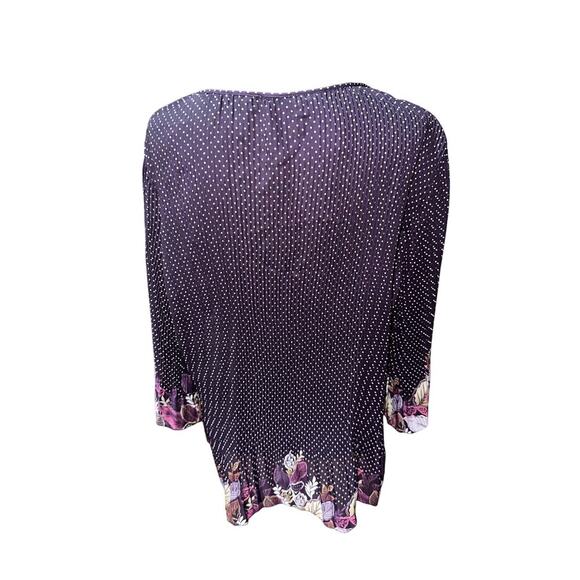 Vintage PIANO Women’s Blouse Front tie closure Bell sleeves Purple 2X Whimsygoth - Picture 6 of 11